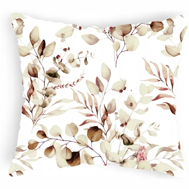 Designpremium Katoenen kussensloop 70x80 cm met eucalyptus print, wit/crème
