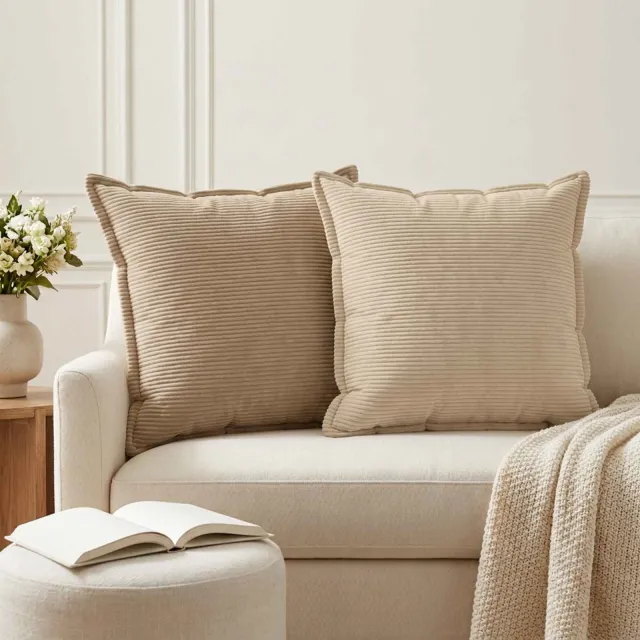 vidaXL Kussensloop 6 st HOUTEN Taupe 60 x 60 cm corduroy