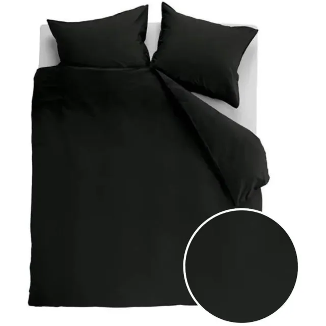 Ambiante Cotton Uni dekbedovertrek - Effen - Tweepersoons - 200x200/220 cm - Zwart Black