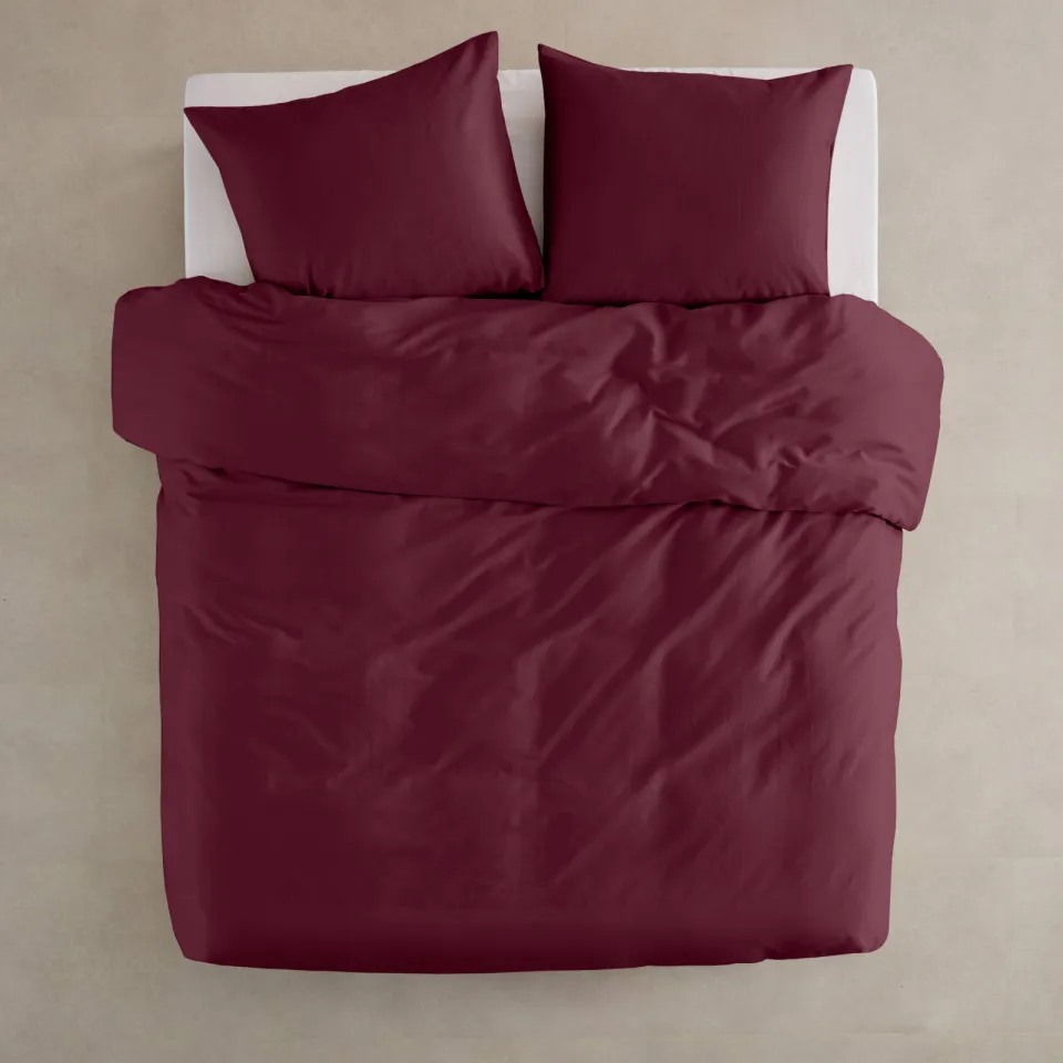 NOUS Living katoen satijnen dekbedovertrek 2-persoons rood (200x220 cm) Donkerrood/Burgundy