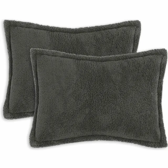 vidaXL Kussensloop 2 st HOUTEN Donkergrijs 40 x 60 cm Bouclé