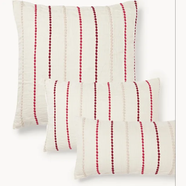 Westwing Collection Katoenen perkal kussensloop Arabella Rood, Wit