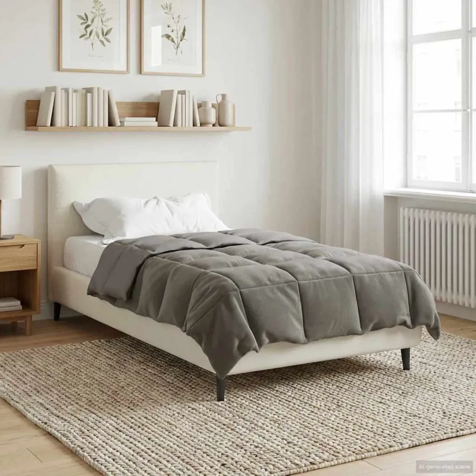 vidaXL Vol jaar dekbed 155 x 220 cm Microfiber (100% polyester) lichtgrijs, foto 4