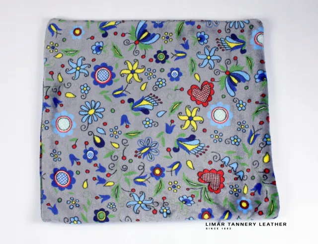 Minky Polar Kussenhoes 40x40cm - Bloemenpatroon op Grijze Achtergrond Grijs