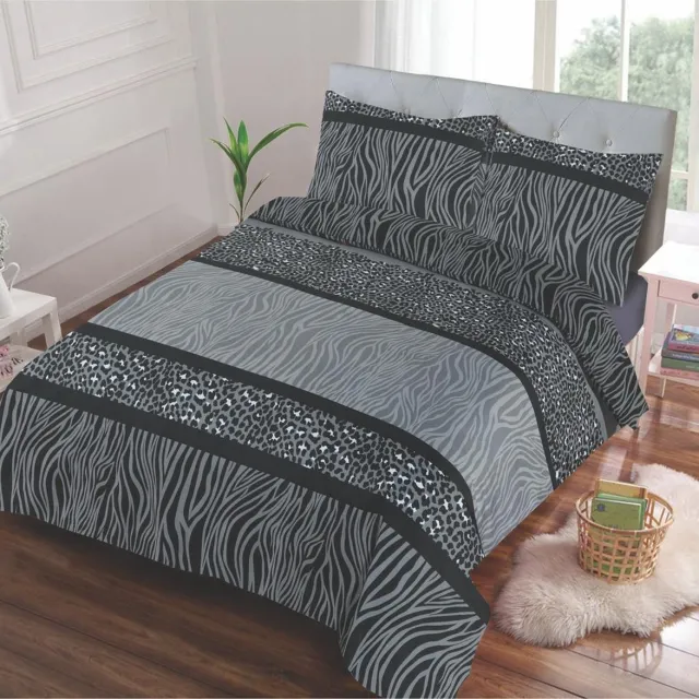 princessdekbedden Dekbedovertrek Set- Panterprint -Zwart-Grijs-Tweepersoons Lits-jumeaux -240 x 220-cm + 2 kussenslopen 60x70cm
