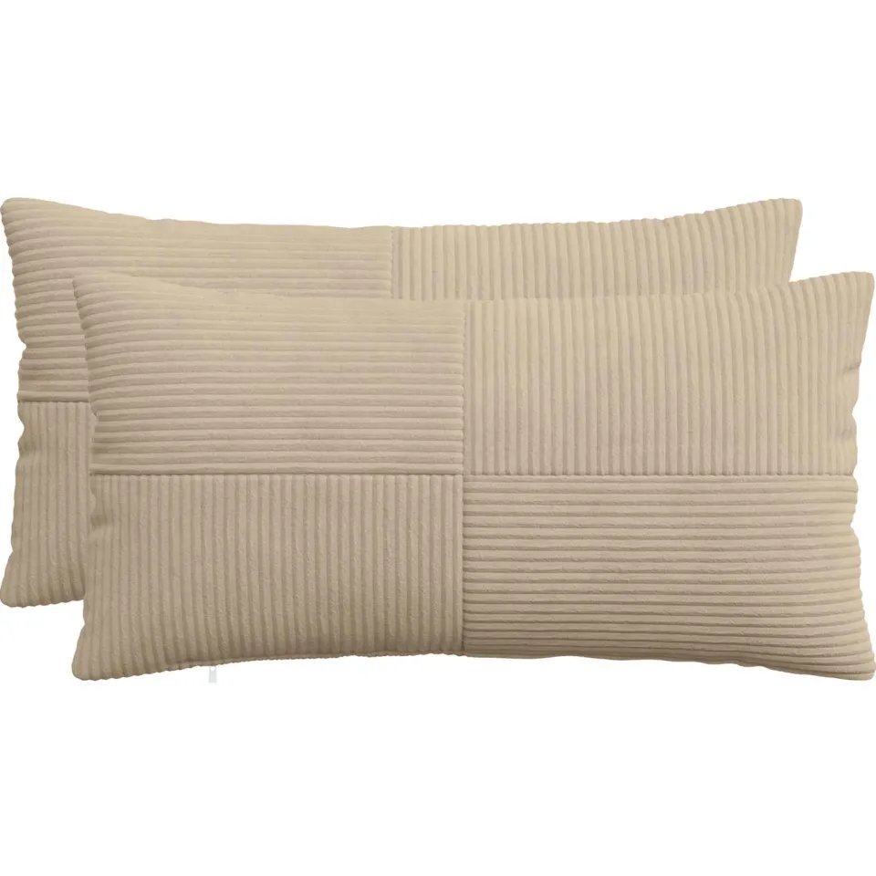 vidaXL Kussensloop 2 st ALMELO Taupe 40 x 80 cm corduroy, foto 3