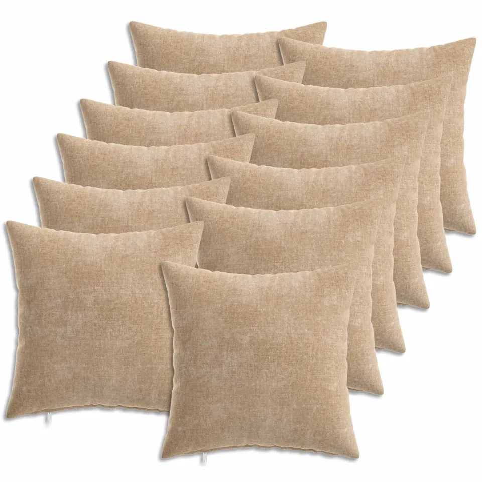vidaXL Kussensloop 12 st HEERLEN Taupe 40 x 40 cm Chenille Stof, foto 3