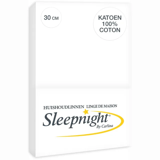 Sleepnight Hoeslaken Katoen 30 cm Wit - 160 x 200 cm - [Wit]