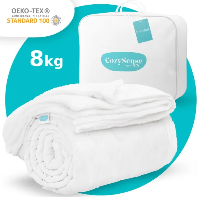 CozySense Verzwaringsdeken 8kg - 140x200cm - Zwaartedeken met Wasbare Hoes - Weighted Blanket met GLASS-Flow® Drukverdeling - Wit