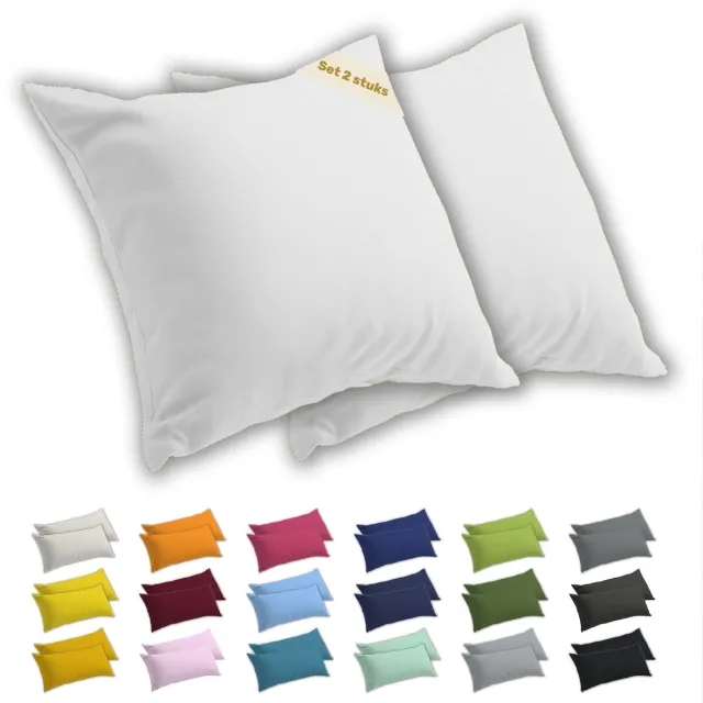 lavea Kussenslopen 60x60 cm Set van 2 – Kussenhoezen van 100% Zachte en Ademende Jersey Katoen met YKK Ritssluiting – Wit