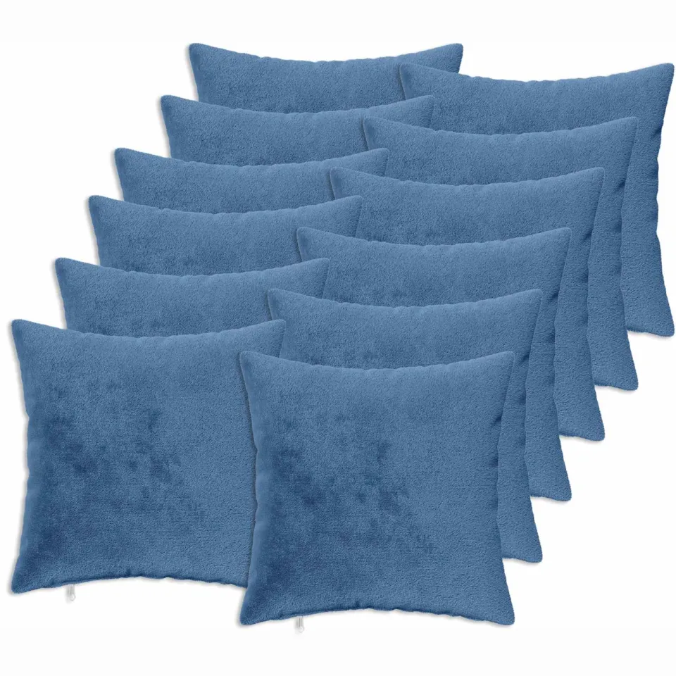 vidaXL Kussensloop 12 st HEERLEN Lichtblauw 50 x 50 cm Flanel blauw, foto 3
