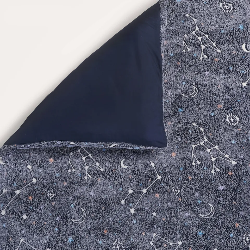 W velours glow in the dark dekbedovertrek kinderbed (140x200 cm) donkerblauw, foto 5