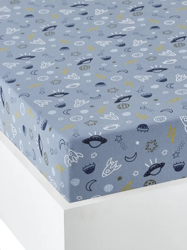 vertbaudet Hoeslaken kinderbed KOSMOS blauw