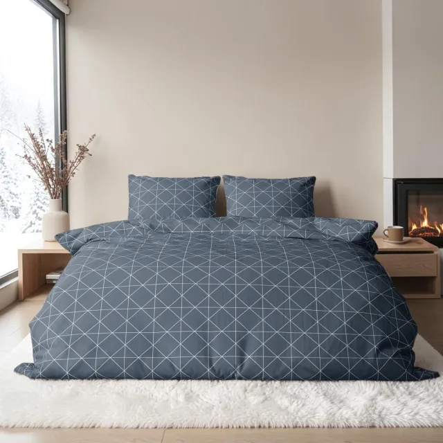 bedlin Dekbedovertrek Flanel - Winter - 240 x 220 cm - Lits-Jumeaux - Carreaux Bleu Blauw