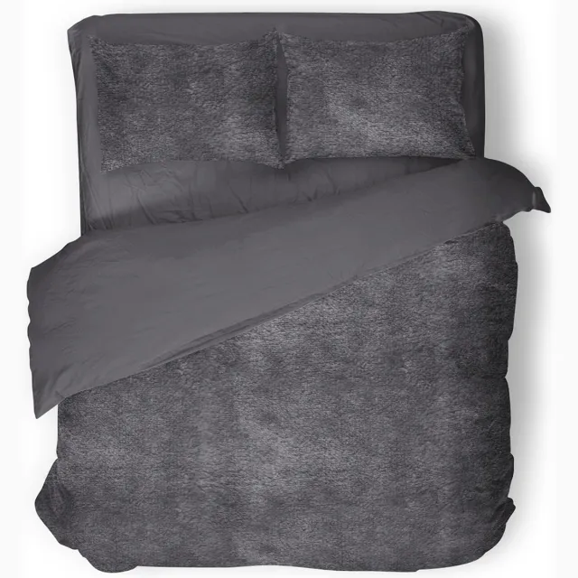 Eleganzzz Dekbedovertrek Flanel Fleece - Dark Grey - Dekbedovertrek 240x200/220cm - 100% flanel fleece - Lits Jumeaux dekbedovertrekken - 240x220cm - Fluffy Dekbedovertrek - Effen Dekbedovertrek Antraciet