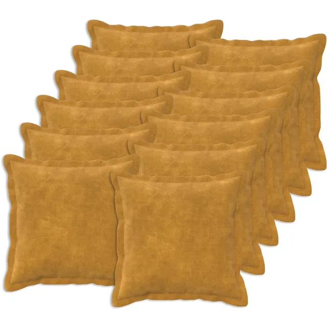vidaXL Kussensloop 12 st HOUTEN Geel 50 x 50 cm Microfiber Fleece