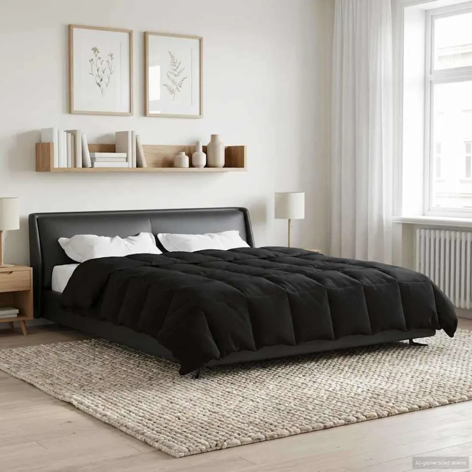 vidaXL Vol jaar dekbed 260 x 220 cm Microfiber (100% polyester) Zwart, foto 4