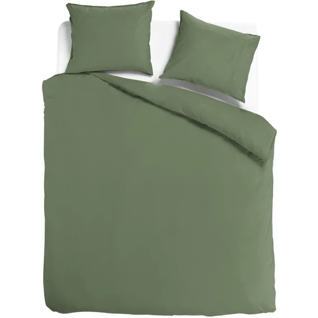 totaalBED Dekbedovertrek Noa Olijfgroen - 240x200/220 cm - 100% katoensatijn - incl. instopstrook