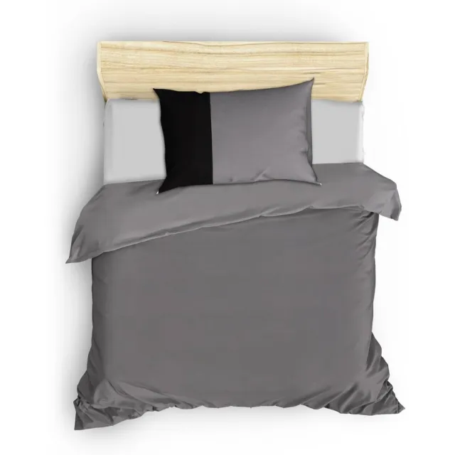 L'essentiel Maison Plain Eenpersoons Dekbedovertrek – 135x200 cm – Grijs/Zwart