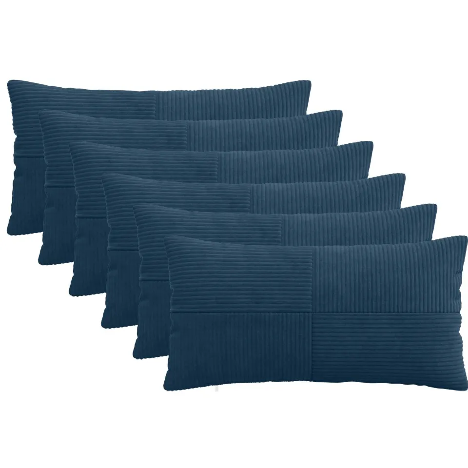 vidaXL Kussensloop 6 st ALMELO Marineblauw 40 x 70 cm corduroy, foto 3