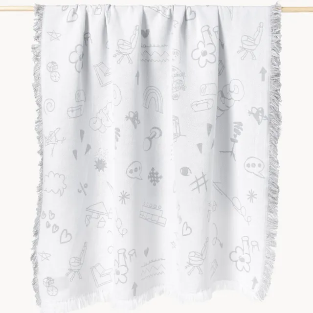 Westwing Collection Omkeerbare katoenen plaid Jouy, Crosby Studios Grijs