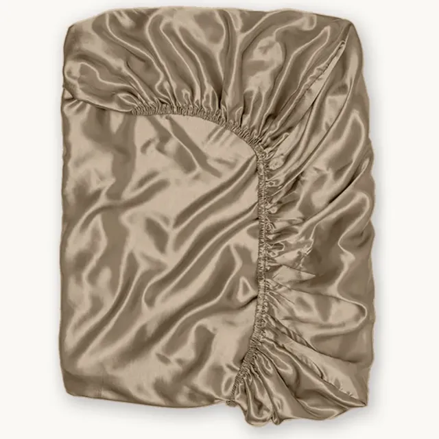 Y-not® Y-NOT™ - Beautysilk Glans satijnen - Hoeslaken -Taupe - 140x200+30cm 2-Persoons - Hoekhoogte 30cm - 100gsm Satijn- 30 dagen proefslapen