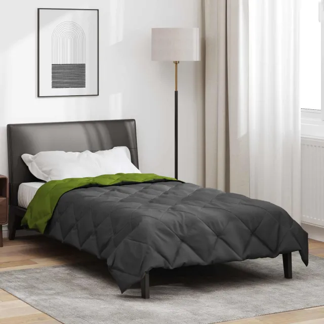 vidaXL Zomer Dekbed 220 x 135 cm 200 gsm Microvezel Groen en Antraciet
