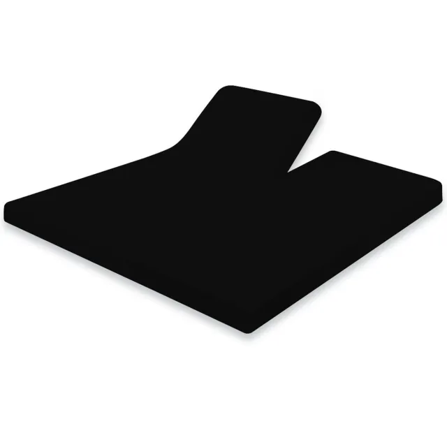 Eleganzzz Splittopper Hoeslaken Jersey Stretch - Zwart - Hoeslaken 160x200cm - 100% Katoen - Split Enkel - Single Split Topper - Hoeslakens - Tweepersoons