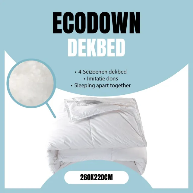 LINNICK Ecodown 4 Seizoenen Dekbed - Ecodown Dekbed 260x220 - Wit - 550 gr/m2 - Zomerdekbed & Winterdekbed - Partner Dekbed - 4 Seizoenen Dekbed 260x220cm - Lits Jumeaux Extra Lang - Lits Jumeaux Extra Breed - Dekbedden