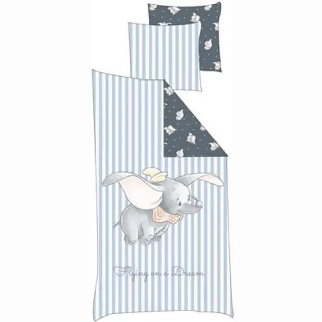 Better Nights Kinderdekbedovertrek Dumbo-140x200 cm + 1 kussensloop 65x65 - 100 % katoen- dubbel geprint blauw