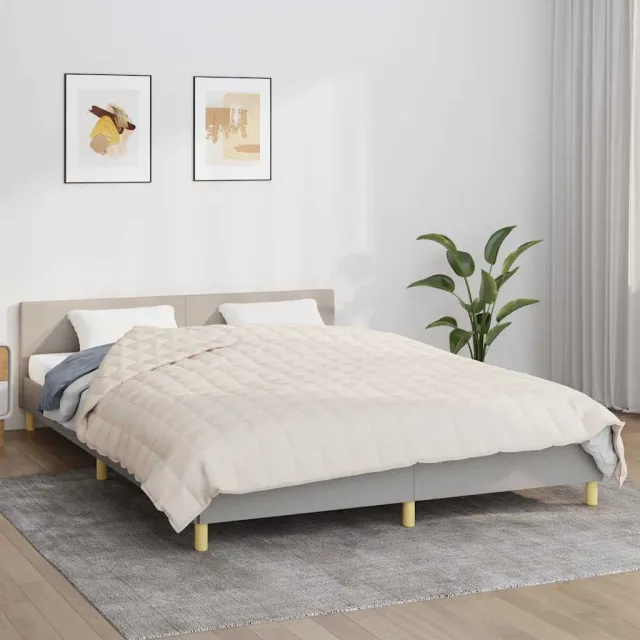 vidaXL Verzwaringsdeken 220x235 cm 15 kg stof lichtcrèmekleurig crème, foto 2