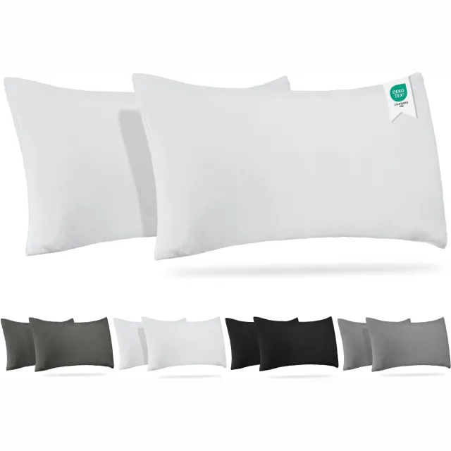 BARBONS kussensloop 40x70 set van 2 - Jersey 165 g/m² kussenhoes - 100% Katoen - wit