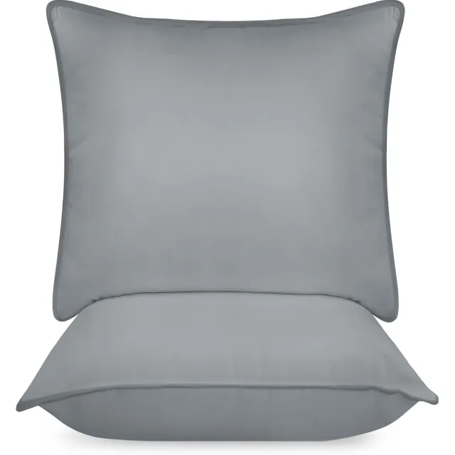Famanu Bedding Premie Kussen (Set van 2), 60 x 60 cm Beddenkussens, Zachte Stof met Holle Vezelvulling (Grijs)