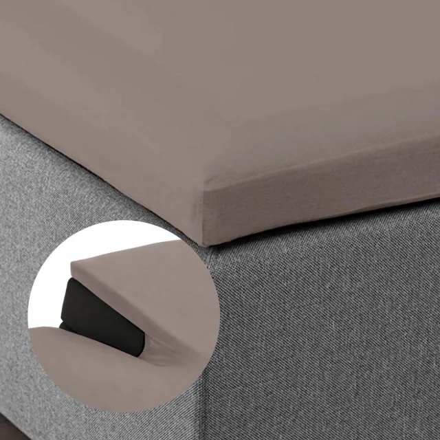 Dubbel Jersey Split Topper Hoeslaken 180x200/220 – 100% Katoen – Extra Dik & Zacht – 22 cm Hoek – Split 85 cm – Taupe – Y-NOT