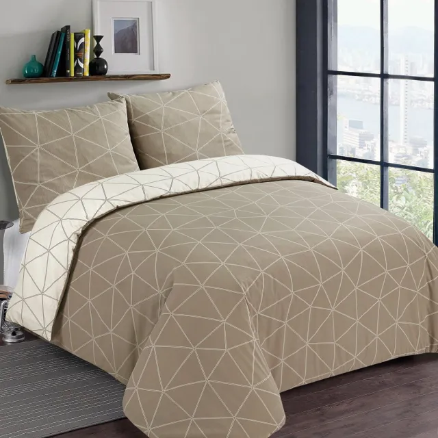 VISION home VISION Hugo Flanel - Tweezijdig omkeerbaar Dekbedovertrekset - 100% katoen flanel: warm en zacht - Dekbedovertrek met 2 bijhorende slopen - Beige - Oekotex gecertificeerd, foto 2