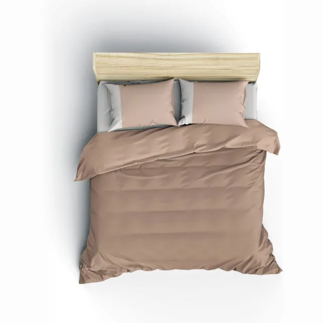 L'essentiel Maison Asir - Ranforce dekbedovertrekset - Nertsbruin en crème Nertsbruin Crème