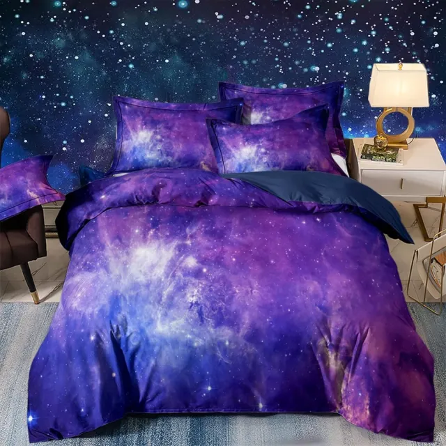 Famanu 3D dekbedovertrek set in paars, tweepersoons, zachte microfiber, lichtgewicht met ritssluiting, inclusief 2 kussenslopen van 48 x 74 cm Neutraal