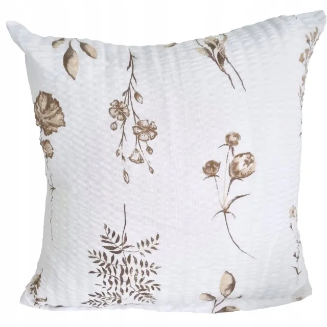 Fan Kussensloop Kora 70x80cm - Bloemrijk Beige & Wit, Kreukvrij