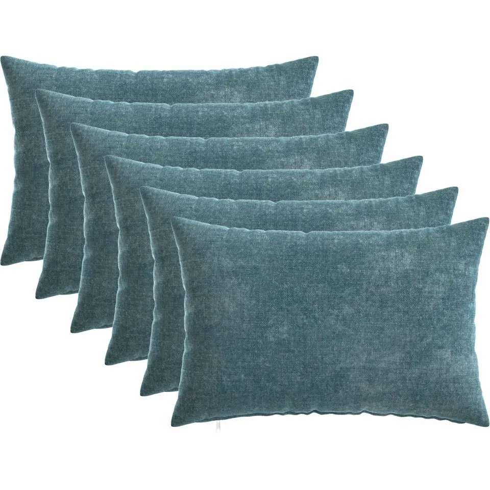 vidaXL Kussensloop 6 st HEERLEN Blauw 50 x 70 cm Chenille Stof, foto 3