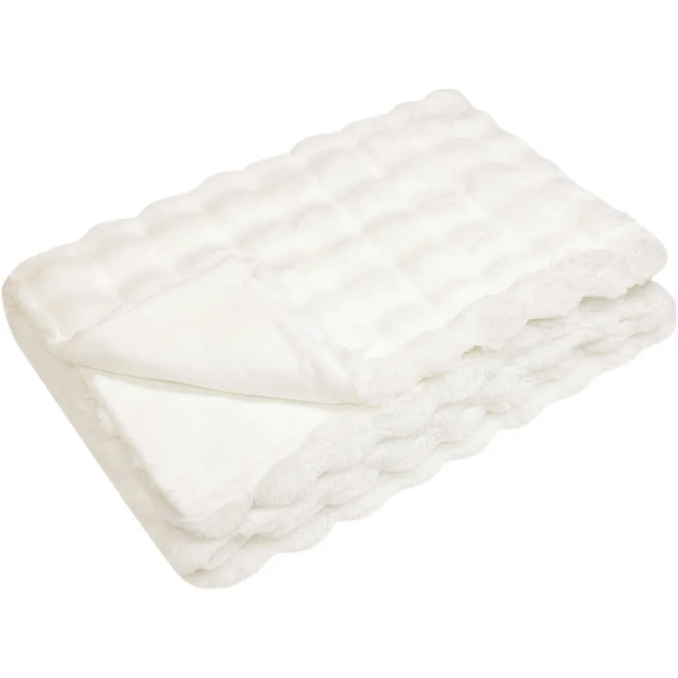vidaXL Antislip deken van imitatie konijnenbont OLITE 4 st Wit