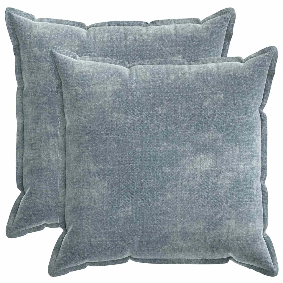 vidaXL Kussensloop 2 st HOUTEN Lichtblauw 80 x 80 cm Chenille Stof blauw, foto 3