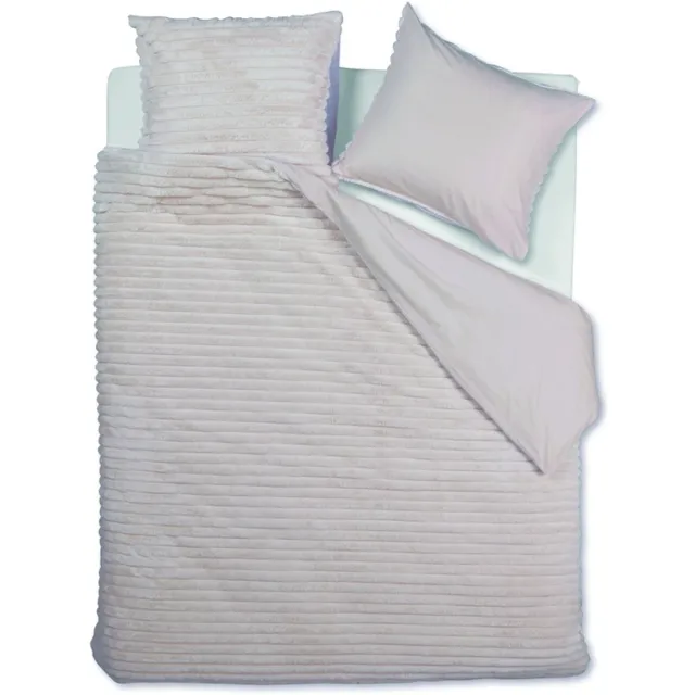 Riviera Maison Rivièra Maison Furry Stripes dekbedovertrek - Eenpersoons - 140 x 200/220 cm - Gebroken wit