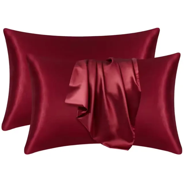 CHPN 2 Satijnen kussenslopen - Bordeau rode kussensloop - Satijn - 2 stuks - 60/70CM - Kussenhoezen - Kussen sloop - CHPN Bordeaux Rood