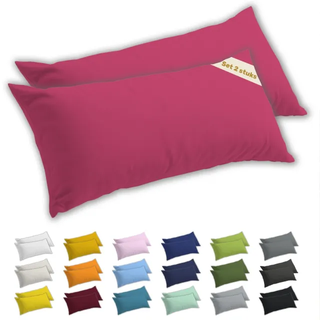 lavea Zijslaapkussenslopen 40x145 cm Set van 2 – Kussenhoezen van 100% Zachte en Ademende Jersey Katoen met YKK Ritssluiting – Koraal