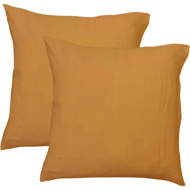 Matt & Rose Set Kussenslopen - Caramel - (2x) 65 x 65 cm - Mousseline Katoen Bruin