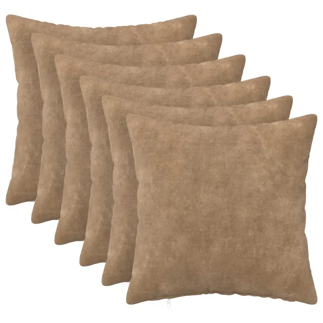 vidaXL Kussensloop 6 st HEERLEN Taupe 35 x 35 cm Microfiber Fleece