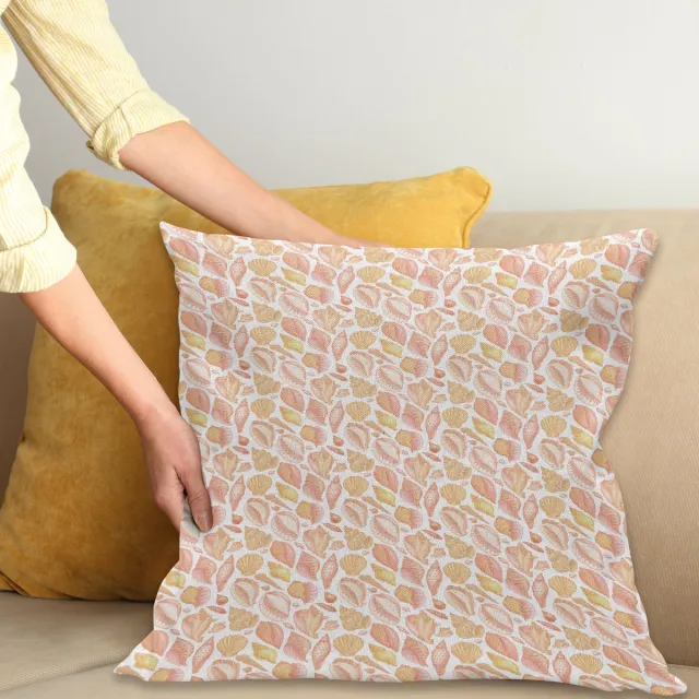 ABAKUHAUS Kussenhoes – Schelpenkussenhoes 45x45 cm – Zalmkoraal/Mosterd Lachskoralle