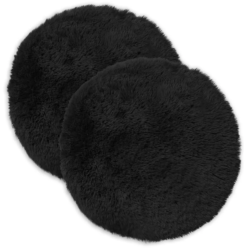 vidaXL Kussensloop 2 st HEERLEN Zwart Dia. 60 cm PV Fleece, foto 3