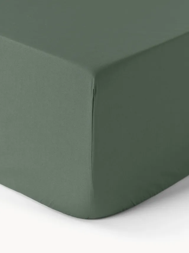 Westwing Collection Boxspring hoeslaken Elsie, katoen perkal Groen
