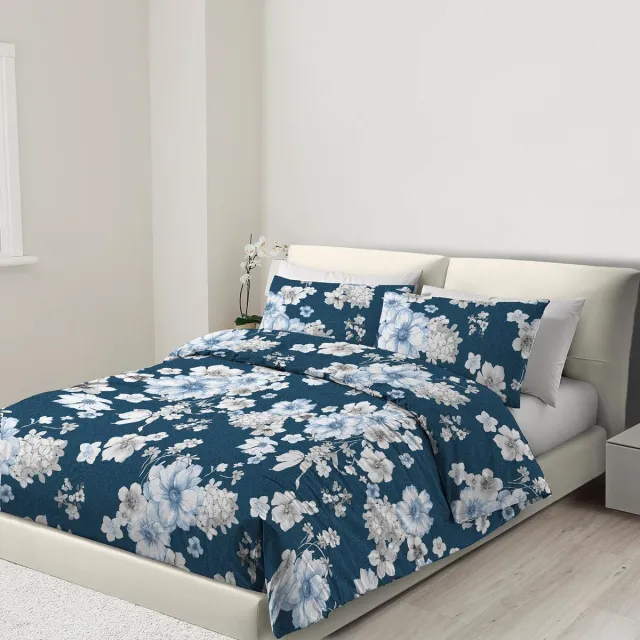 Ibenzoa Beddengoed Set met Rits en Hoekbanden van Zachte Microvezel voor Dubbel Bed blauw